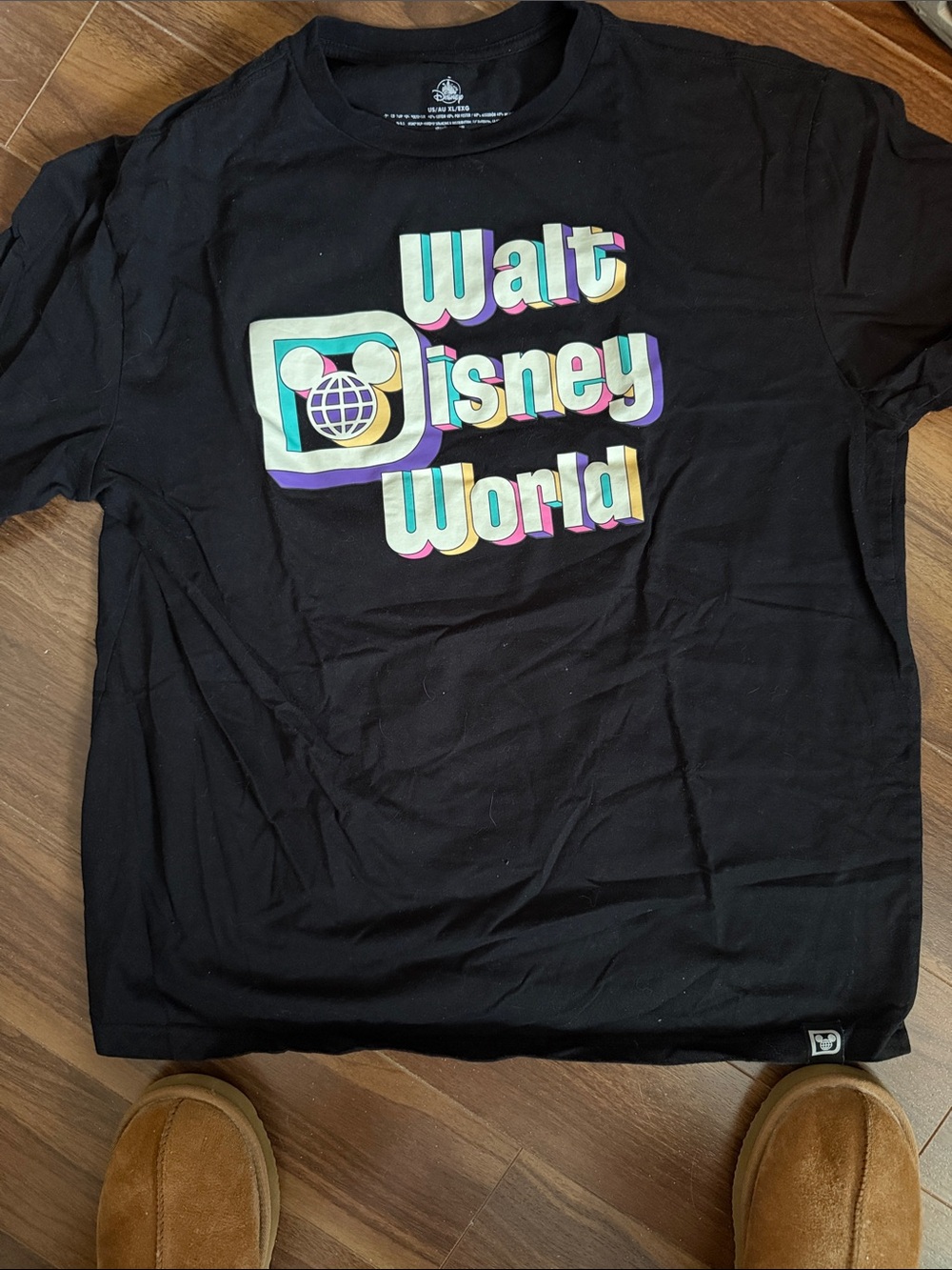 Disney Black Tee with Pastel Retro Walt Disney World Logo